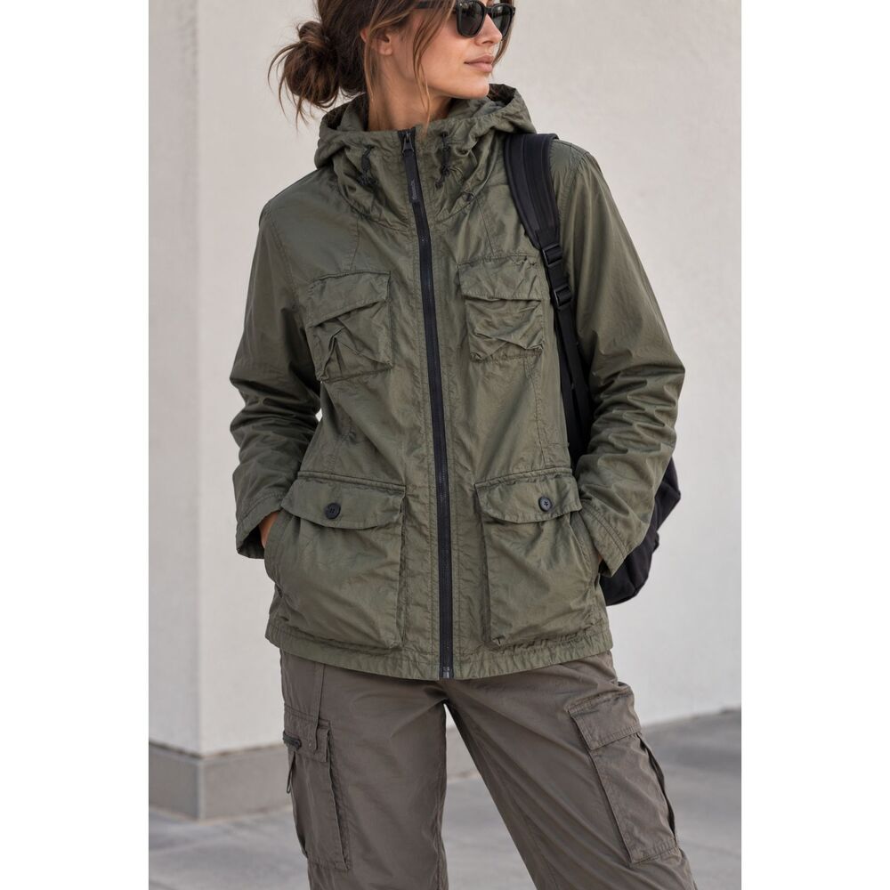 Bench Women's XS Olive Green Utility Field Jacket Hooded Military Cargo